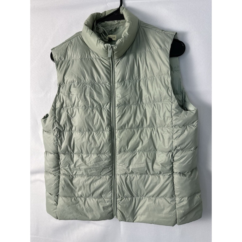 Aspen Women's Vintage Green Puffer Vest Size M Full Zip LightweightDown NWIT